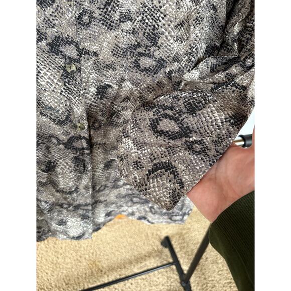 Melrose Silk Career Snakeskin Animal Print Office Siren Neutral Blouse Large - Picture 4 of 7